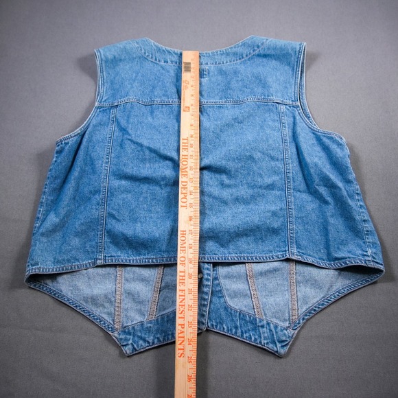 USA American Flag Embroidered Western Retro Biker Vest Women's XXL Pointed Hem - Picture 7 of 9